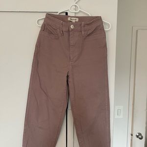 Madewell pink denim pant, wide leg